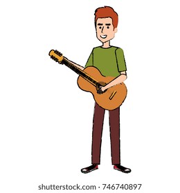 man playing guitar character