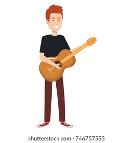 man playing guitar character