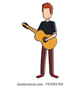 man playing guitar character