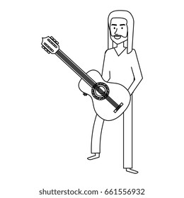man playing the guitar character hippy lifestyle