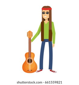 man playing the guitar character hippy lifestyle