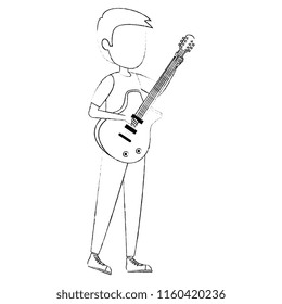 man playing guitar electric character