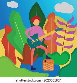 vector gráfico plano de guitarra
