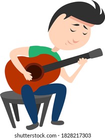 Man playing guitar, illustration, vector on white background