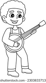 Man Playing Guitar Isolated Coloring Page for Kids