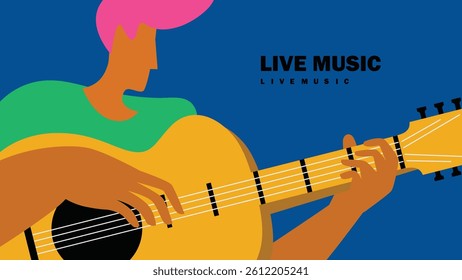 A man playing guitar, music poster, flyer