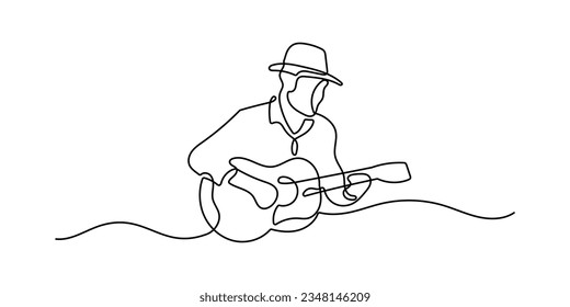 Man Playing Guitar Oneline Continuous Single Line Art