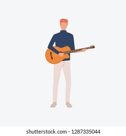 Man playing guitar. Romance, music, singing. Can be used for topics like Saint Valentines Day, festival, celebration