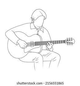 Man playing guitar sketch illustration.