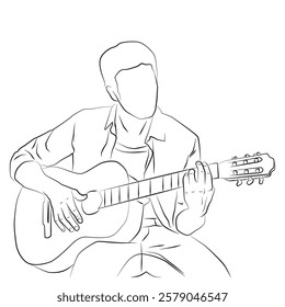 Man playing guitar - sketch vector 