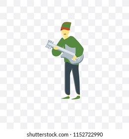 Man playing guitar vector icon isolated on transparent background, Man playing guitar logo concept