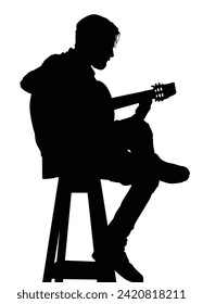 Man Playing Guitar Vector Illustration
