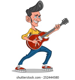 Man playing guitar. Vector illustration.