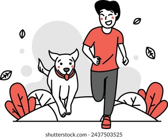 Man playing with his dog in the park