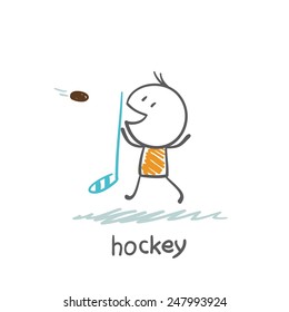 man playing hockey illustration