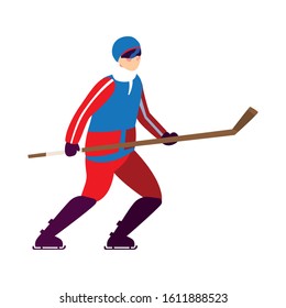 man playing ice hockey in white background vector illustration design
