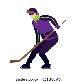 man playing ice hockey in white background vector illustration design