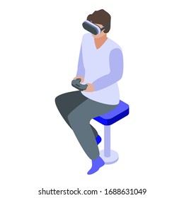 Man playing joystick icon. Isometric of man playing joystick vector icon for web design isolated on white background