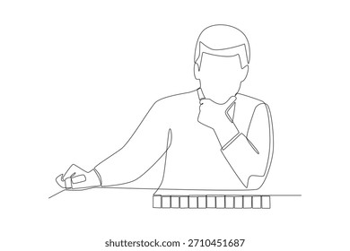 Homem jogando majiang. Majiang na China conceito desenho de uma linha