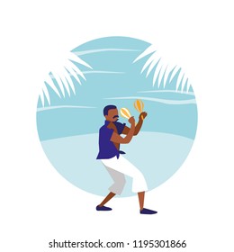 man playing maracas avatar character