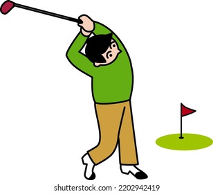 man playing on golf course