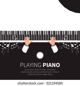 Man playing piano. Pianist. Grand piano. Music instrument. Vector illustration