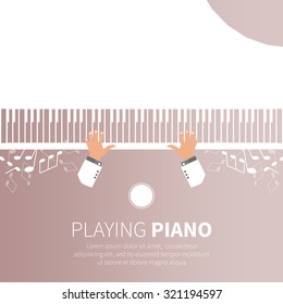 Man playing piano. Pianist. Grand piano. Music instrument. Vector illustration