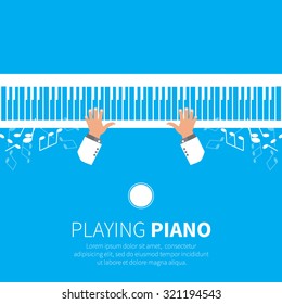 Man playing piano. Pianist.Music instrument. Vector illustration