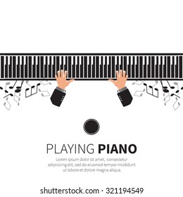 Man playing piano. Pianist.Music instrument. Vector illustration