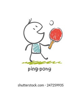 man playing ping pong illustration