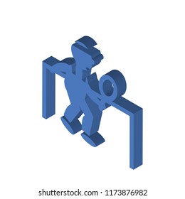 Man playing ping pong isometric left top view 3D icon