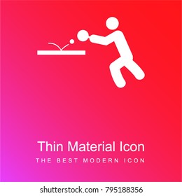 Man playing ping pong red and pink gradient material white icon minimal design