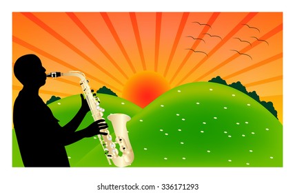 Man playing sax in the park
