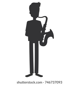 man playing saxophone character