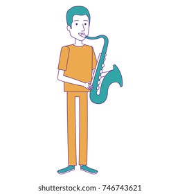 man playing saxophone character