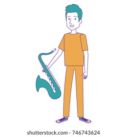 man playing saxophone character