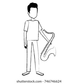 man playing saxophone character