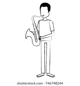 man playing saxophone character