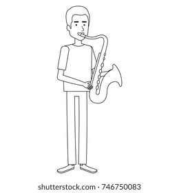 man playing saxophone character