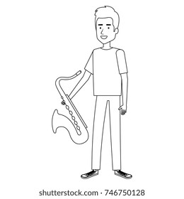 man playing saxophone character