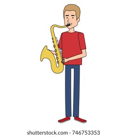 man playing saxophone character