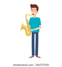 Man Playing Saxophone Character Stock Vector (Royalty Free) 746757535 ...