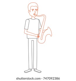 man playing saxophone character