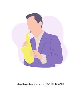 man playing saxophone in flat style illustration vector. music vector illustration