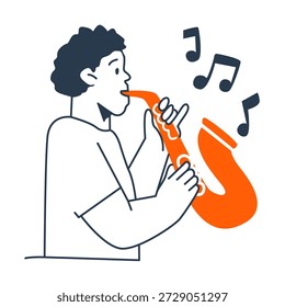 Hombre jugando saxofón ilustración Ilustración vectorial