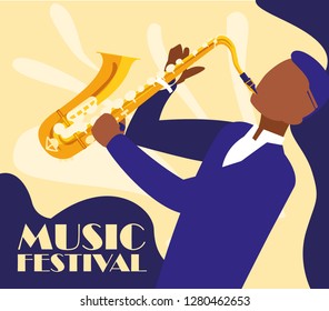 man playing saxophone instrument