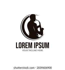 Man playing saxophone logo design inspiration