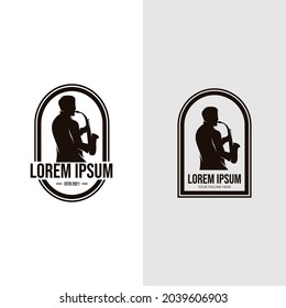 Man playing saxophone logo design inspiration