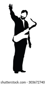 man playing saxophone vector silhouette