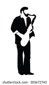 man playing saxophone vector silhouette